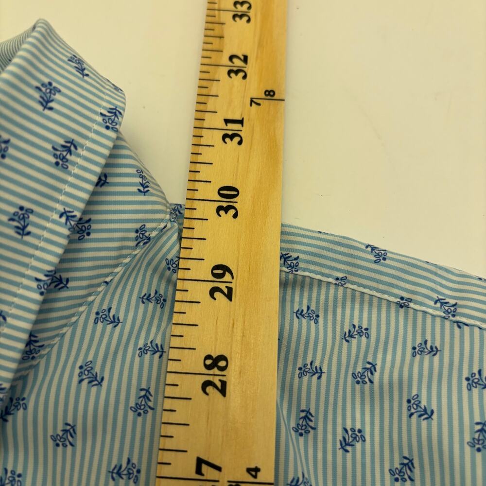 Lands' End Tailored Fit Dress Shirt Blue Floral Stripe XL 17-17.5 Men's - Picture 5 of 6